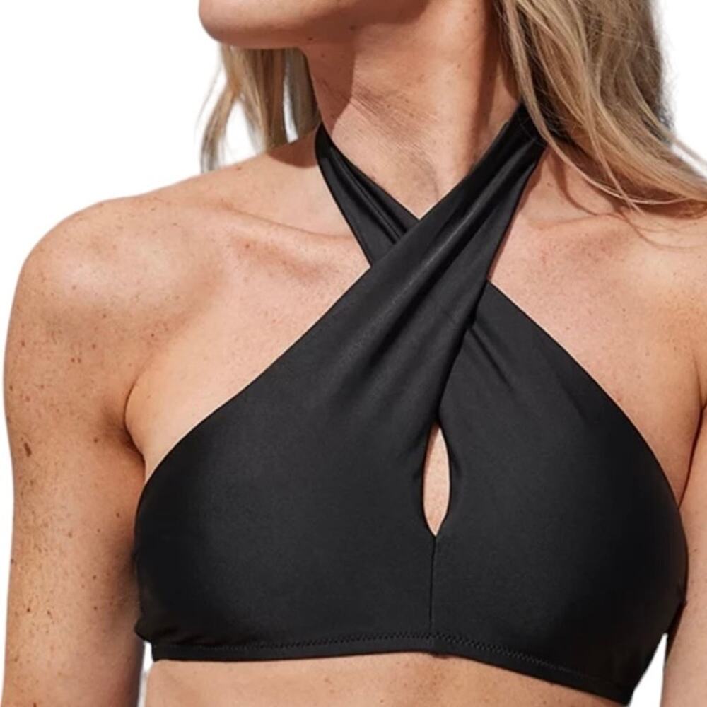 New Aerie Black Bikini Halter Top Size XL